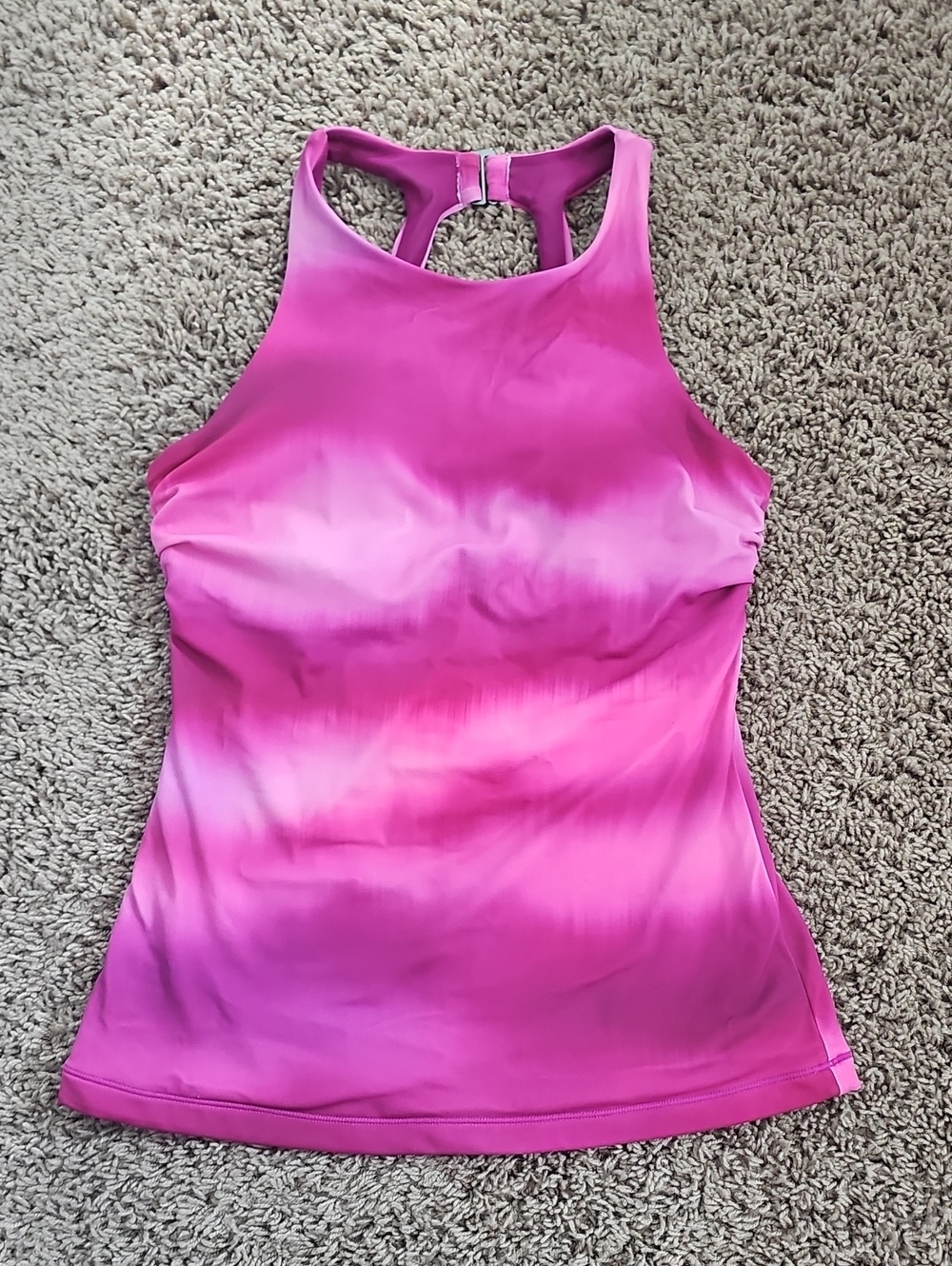 Athleta Pink Ombre High-Neck Racerback Swim Tankini 34 B/C